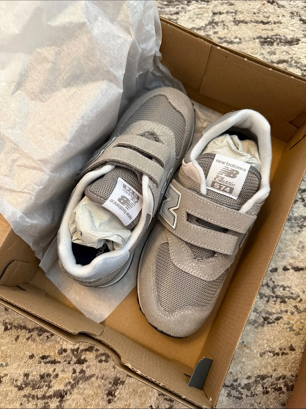 New Balance Kids' 574 Hook-and-Loop Sneakers in Light Gray